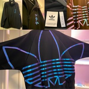 Adidas Shiny Iridescent Purple/Blue Black Men’s Track Jacket 2XL- Rare Find!